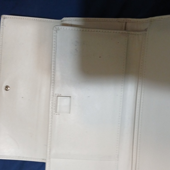 Coach Womens Wallet Light Blue Signature Tri-Fold Leather Canvas Buckle - Picture 5 of 7